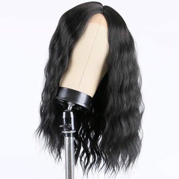 Long Black Wavy Full Cap Wig - 1B Black Hair For Women - Picture 2 of 6